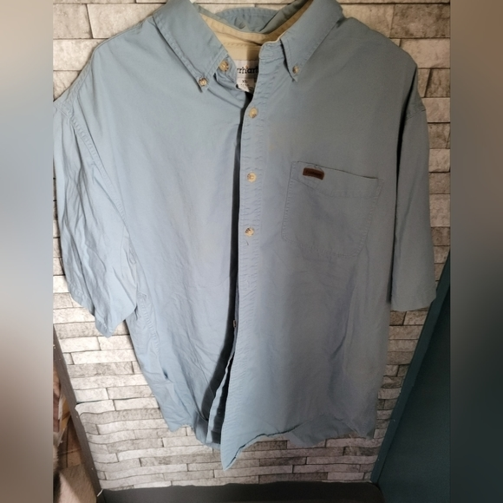 Carhartt Short Sleeve Button Down Shirt Size XL Tall‎